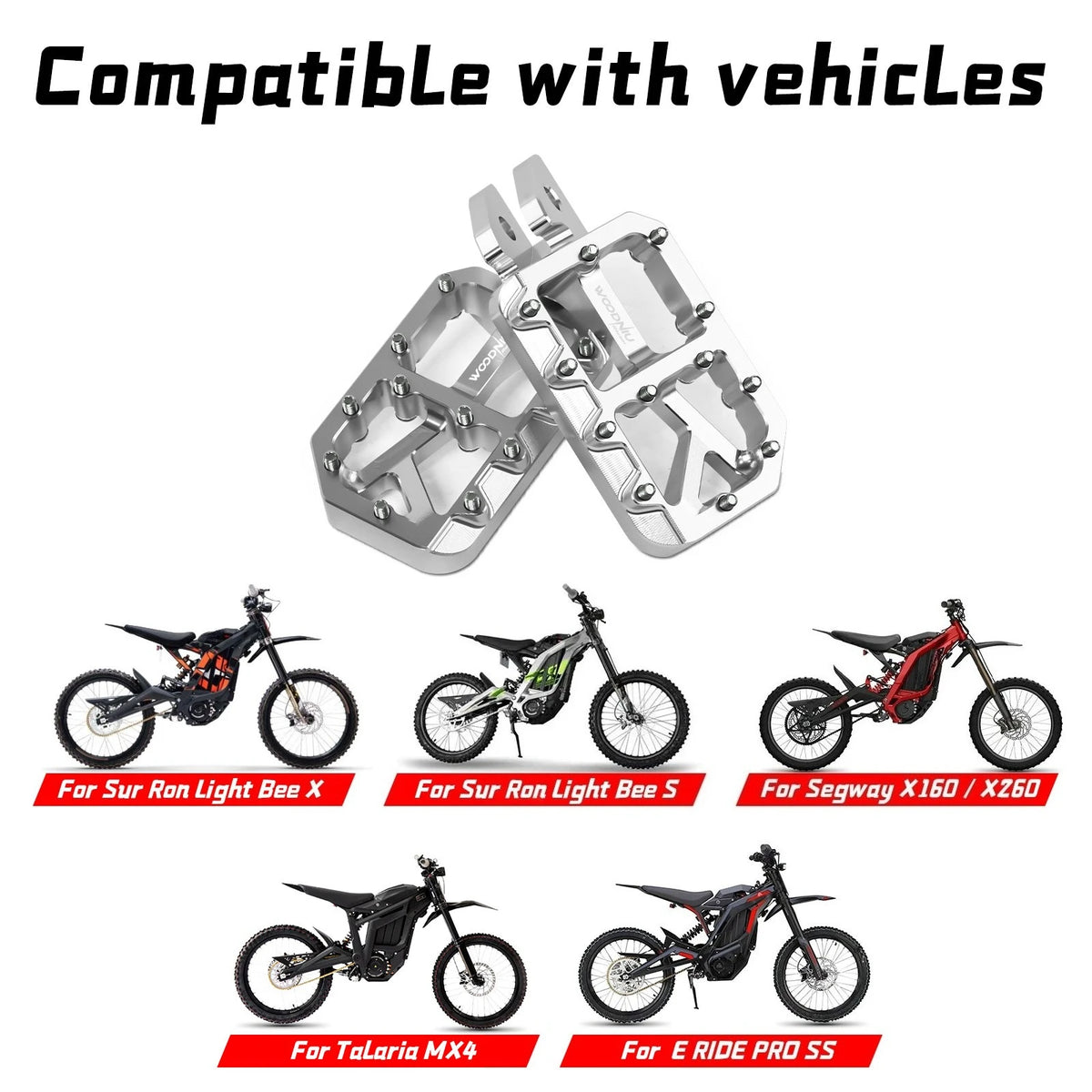 Durable Aluminum Footpegs with Pedal Bracket for Electric Dirt Bikes