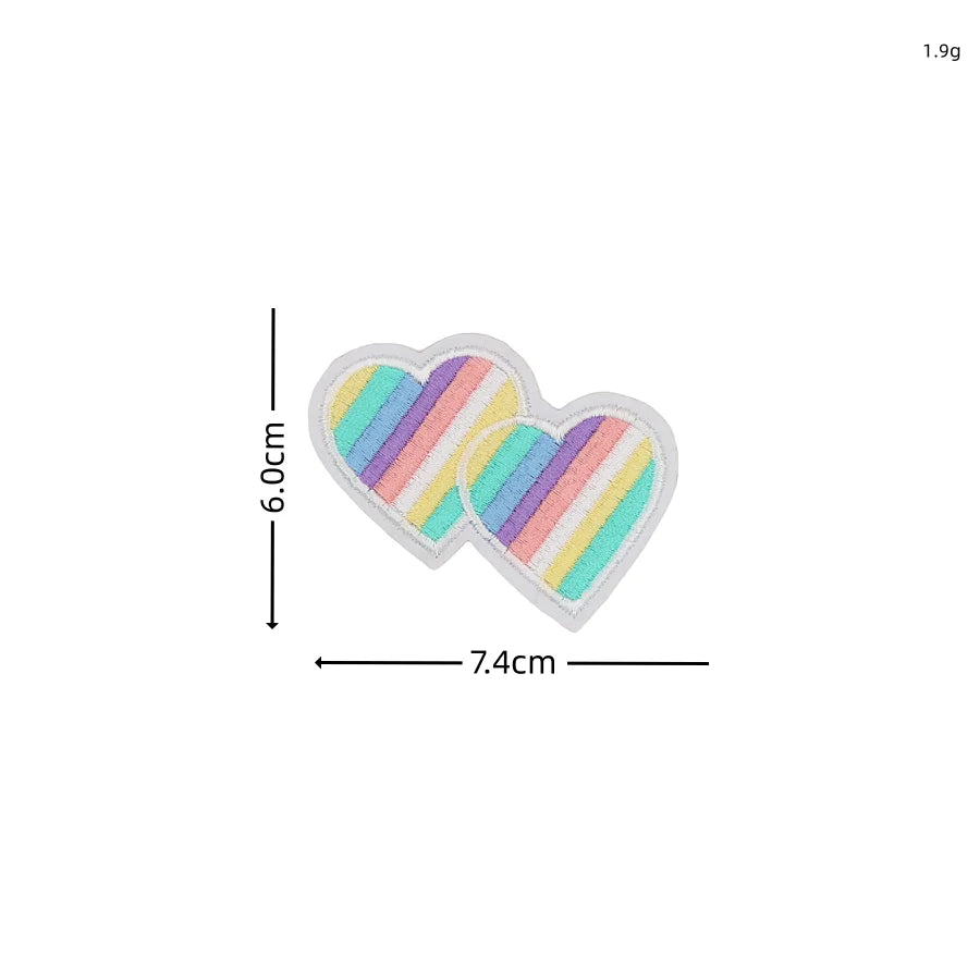 Rainbow Star & Heart Embroidered Iron-On Patches (Set of 10)