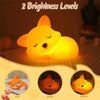 A glowing orange fox night light displayed at 0%, 50%, and 100% brightness levels.