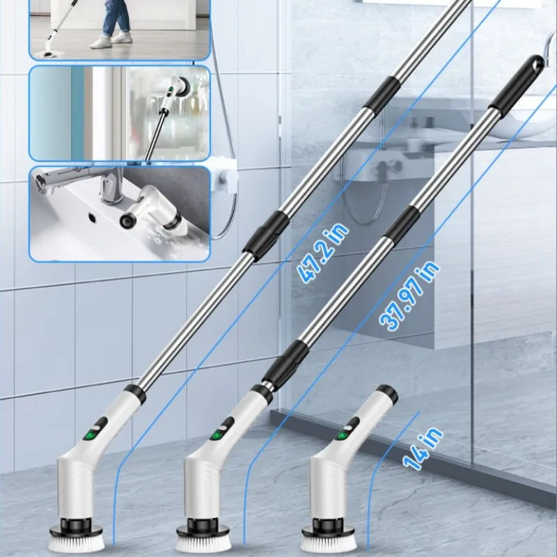 Kabelloser Elektrischer Spin-Scrubber mit Teleskopstange