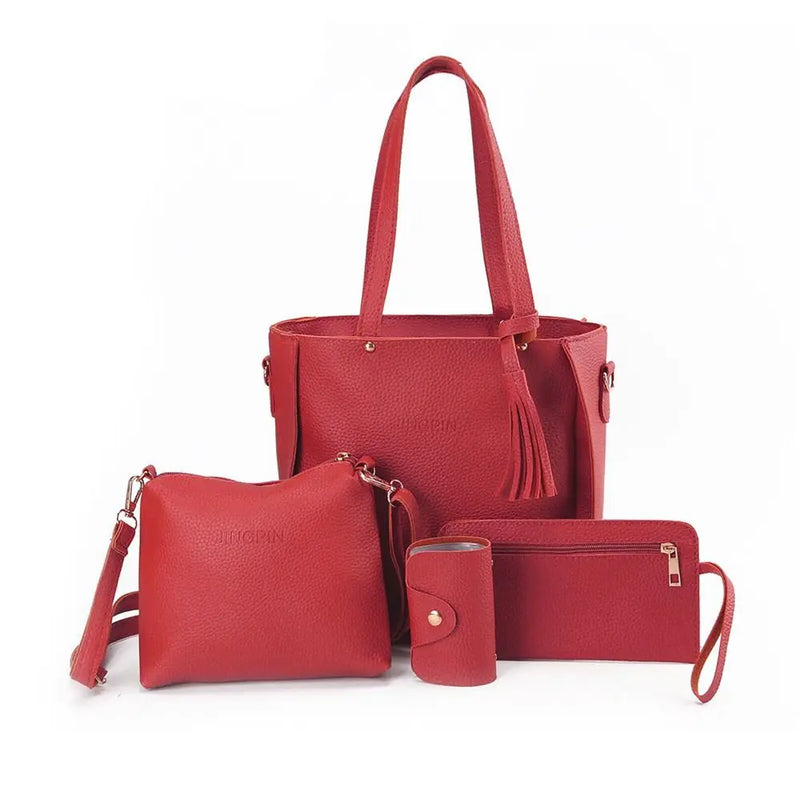 4-Piece PU Leather Crossbody Bag Set