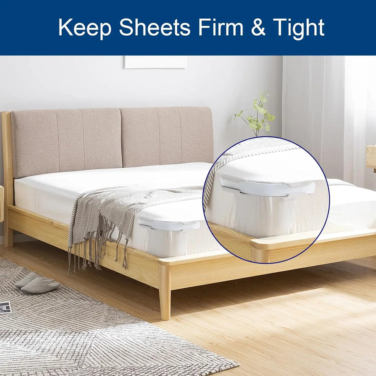 Bedsheet Corner Tightener Clips with Heavy-Duty Mattress Straps