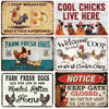 Retro Funny Chicken Farm Metal Sign for Kitchen and Coop