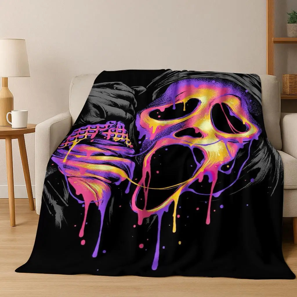 Ghost Face Horror Character Flannel Throw Blanket