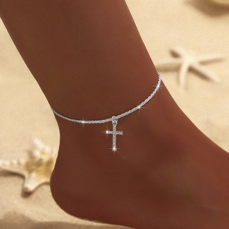 Dainty CZ Anklet with Layered Chain Design