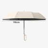 A beige windproof automatic folding umbrella with a dark canopy and a light handle.