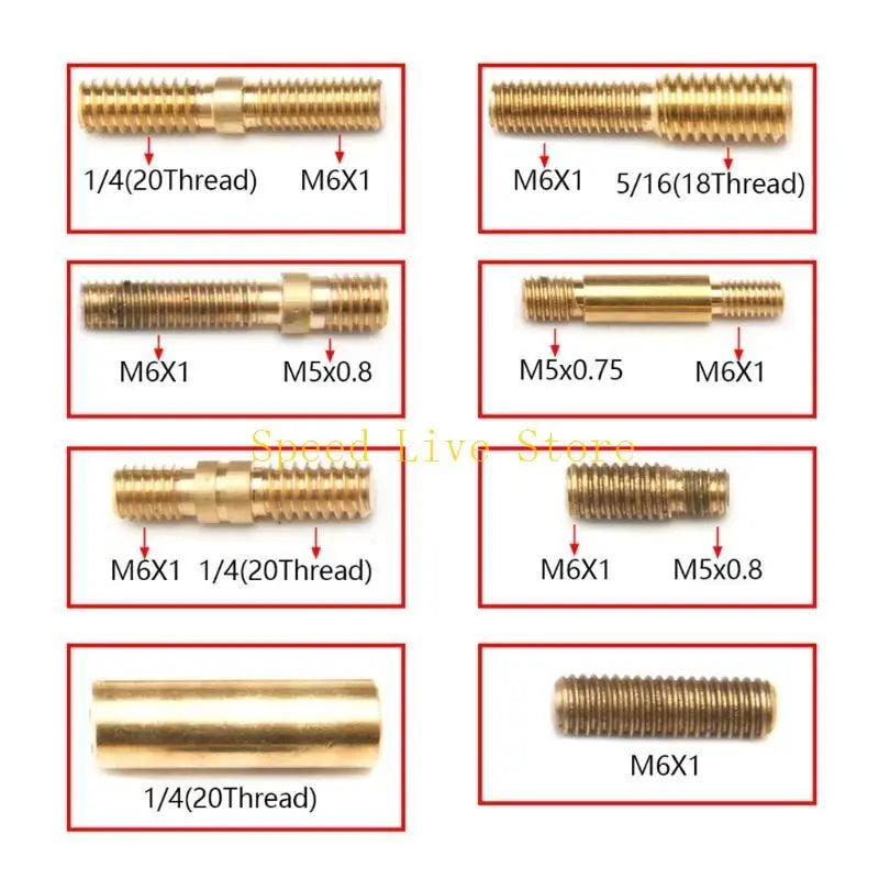 Set of various threaded metal rods and shafts used for various mechanical applications