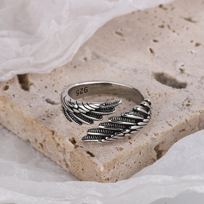 Sterling Silver Angel Wing Feather Rings