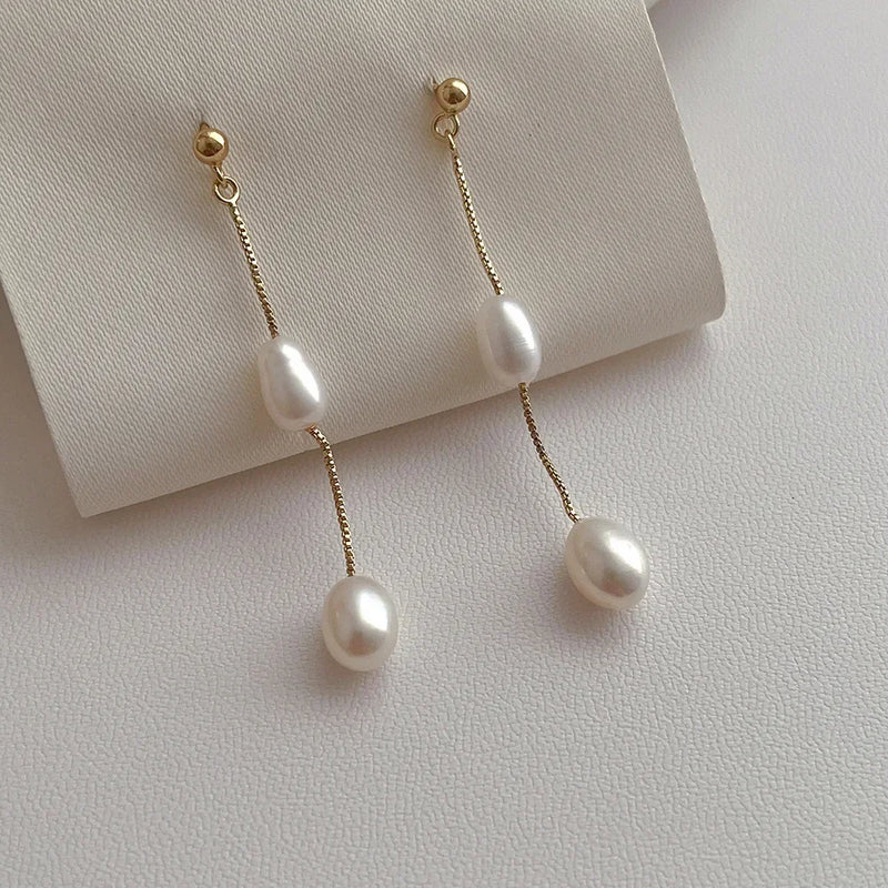 Baroque Pearl Tassel Drop Earrings