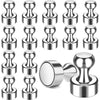 A collection of silver neodymium magnetic pushpins for various surfaces.