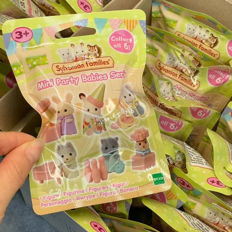 A pack of Sylvanian Families Mini Baby Party set featuring various collectible figures.