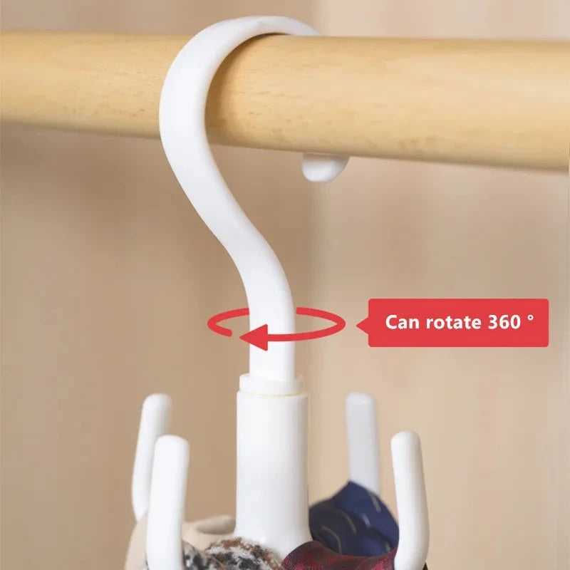 Rotatable 4-Hook Multi-Purpose Organizer Hook