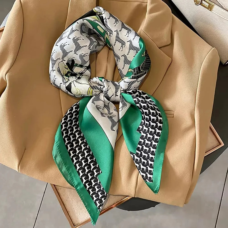 Silk-Feel Square Scarf for Women