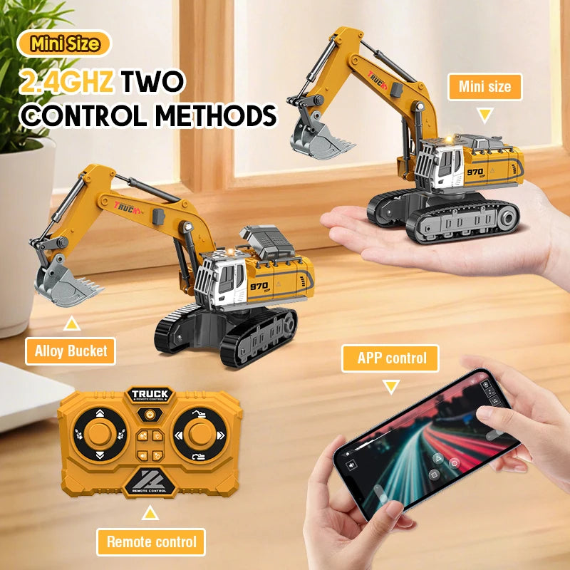 Mini Alloy RC Excavator with Light & Sound
