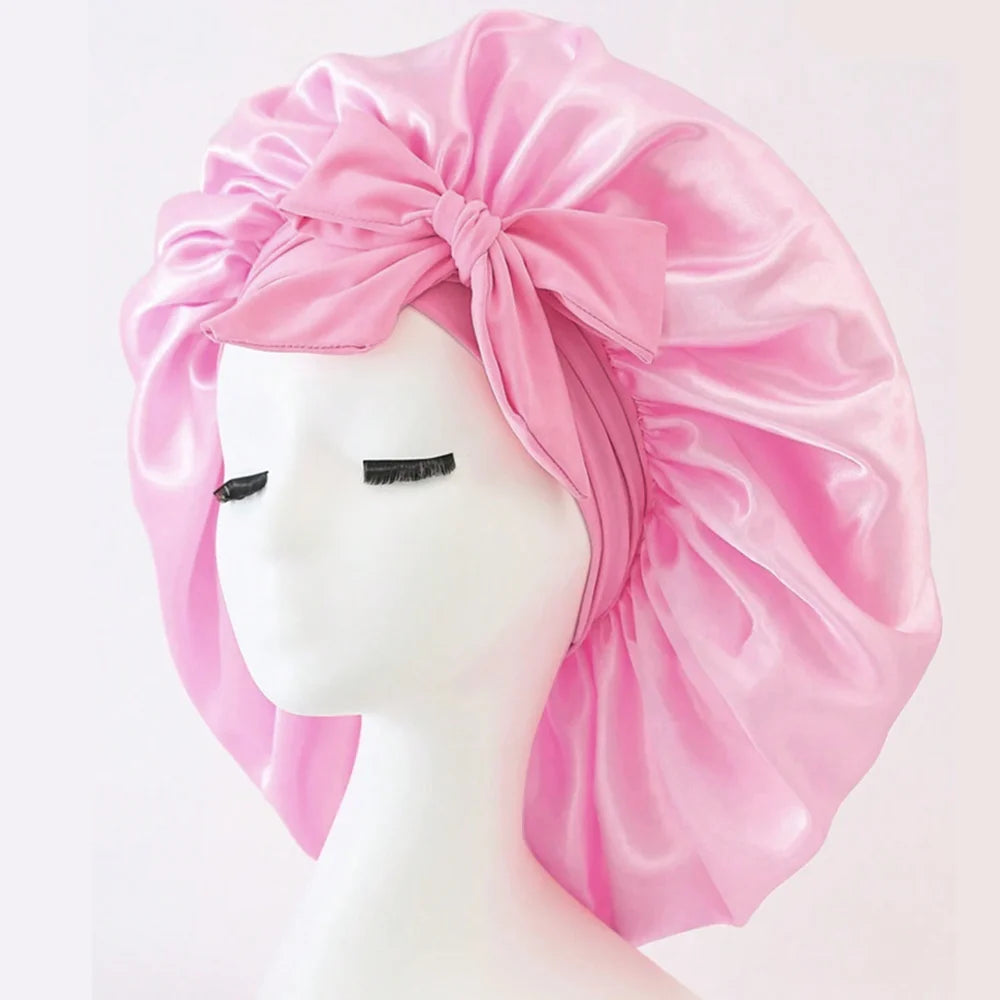 Adjustable Satin Sleep Bonnet with Tie Band