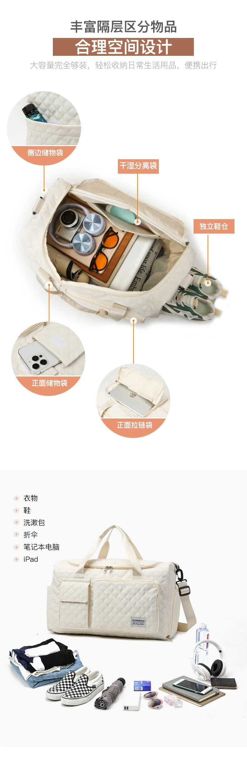 Large Capacity Casual Travel Tote Bag