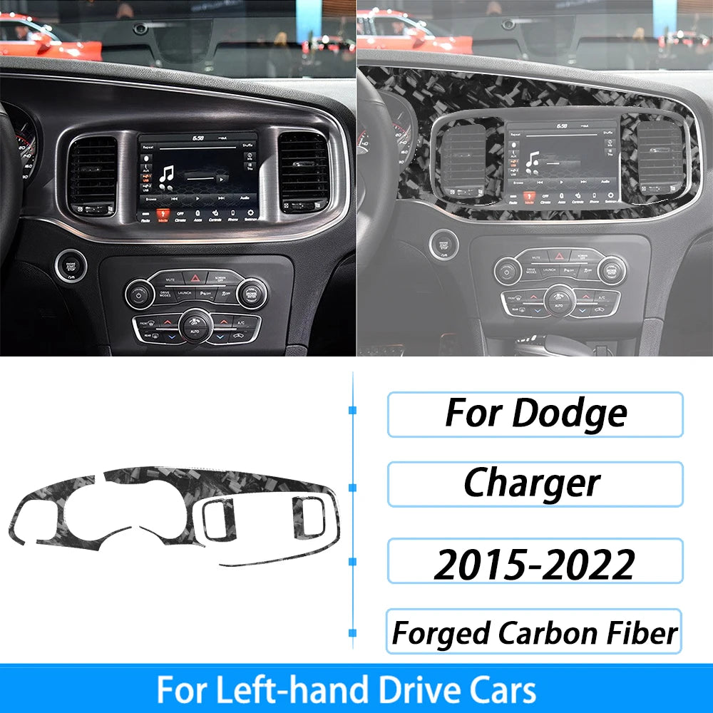 Compteur de vitesse et garniture de ventilation en fibre de carbone pour une Dodge Charger à conduite à gauche