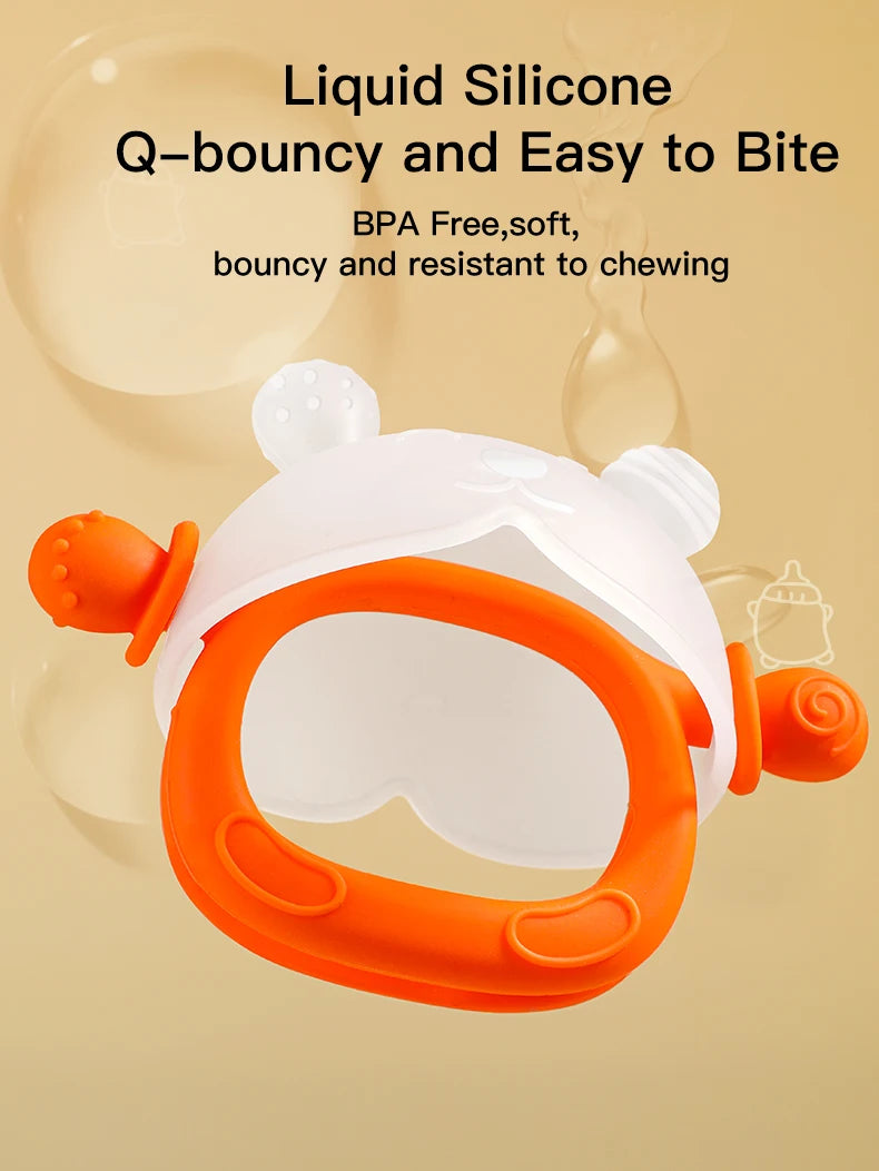 Bunny-Shaped Silicone Teether with Full-Hand Grip for Babies