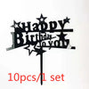 Gold Acrylic Happy Birthday Cake Toppers (Set of 10)