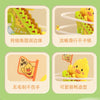 A yellow duck toy designed for stair climbing with lights and music, shown in various configurations.