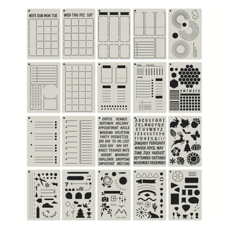 Set de Plantillas para Planificador A5 - 20 Plantillas Reutilizables para Diarios