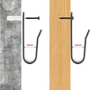 Sturdy snowboard wall mount clips with screws shown against a gray wall and a wooden panel.