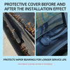 Protective silicone cover for windshield wiper arm holes before and after installation