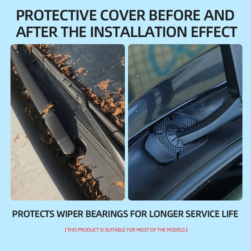 Protective silicone cover for windshield wiper arm holes before and after installation