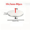 A round, silver magnetic sticker with a 3mm thickness and a 10mm diameter shown under North (N) and South (S) directions.