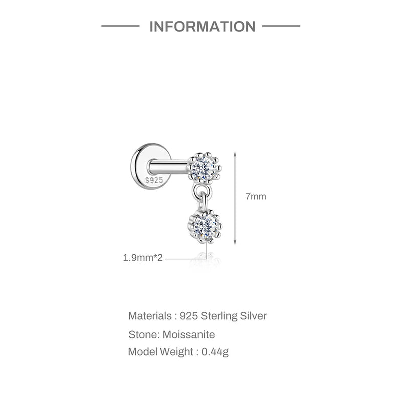 925 Sterling Silver Moissanite Bowknot Stud Earrings