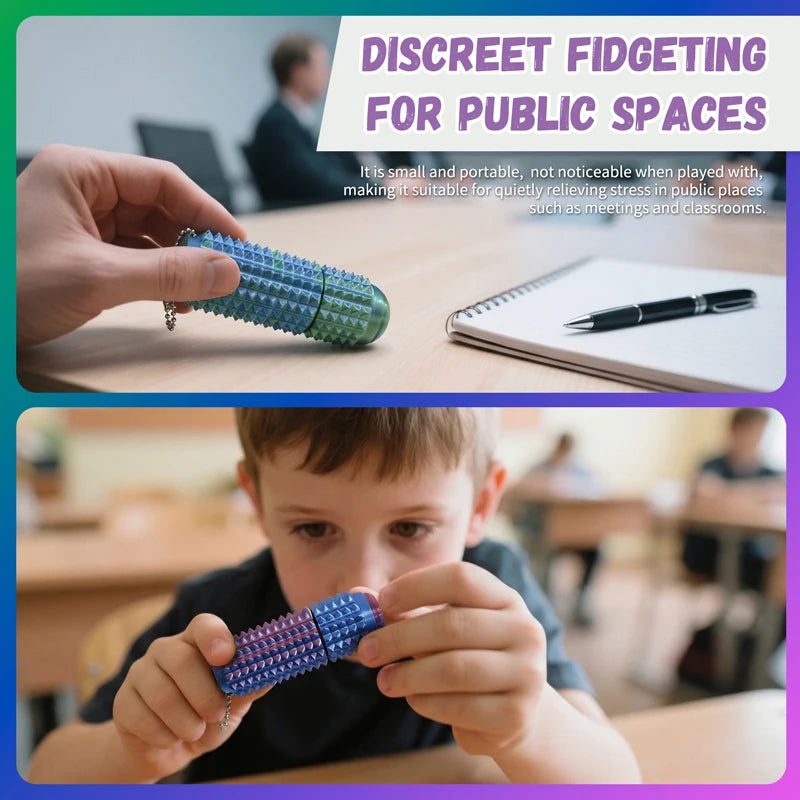 Textured Spiky Fidget Toy with Keychain