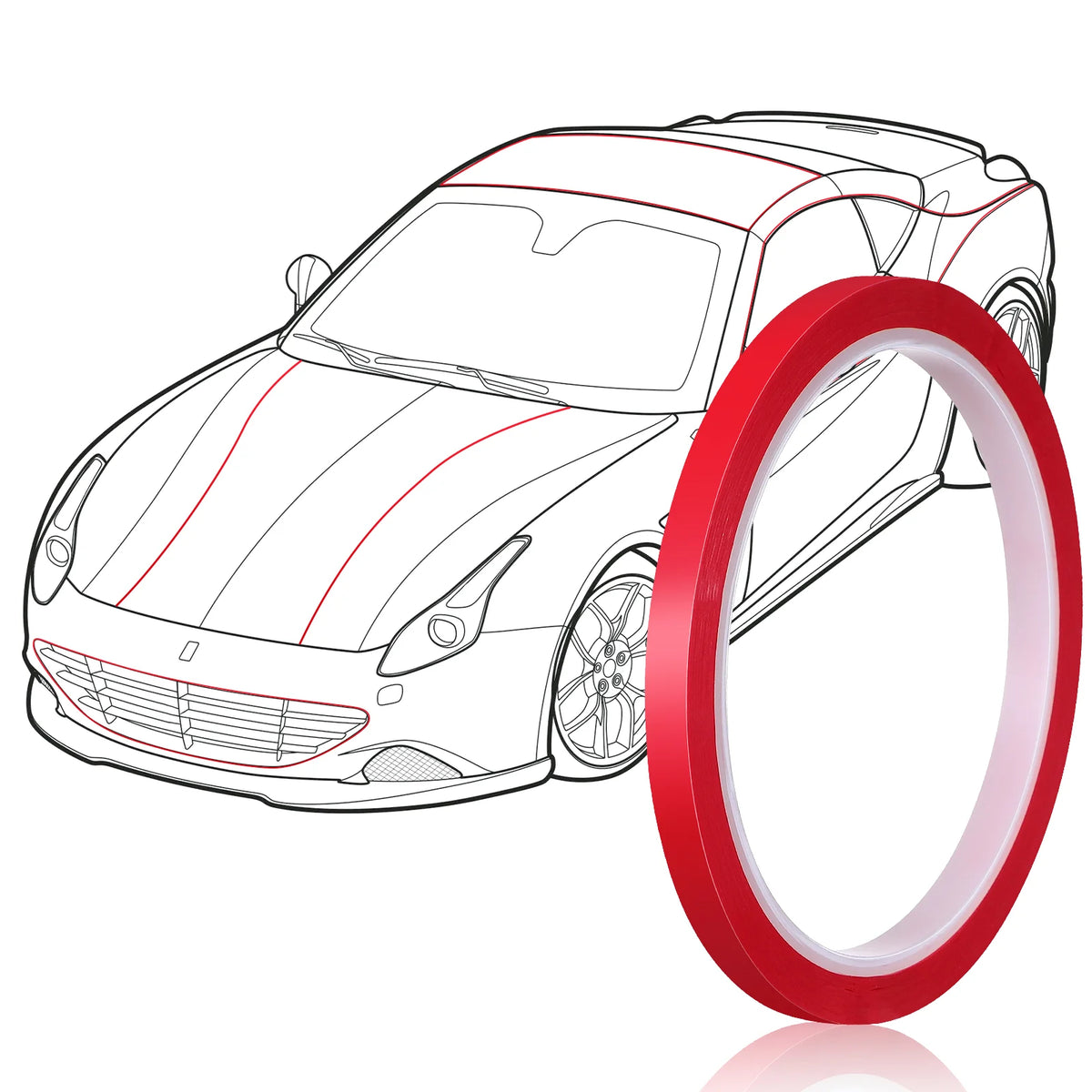 Red Glitter Car Decorative Stripe Tape