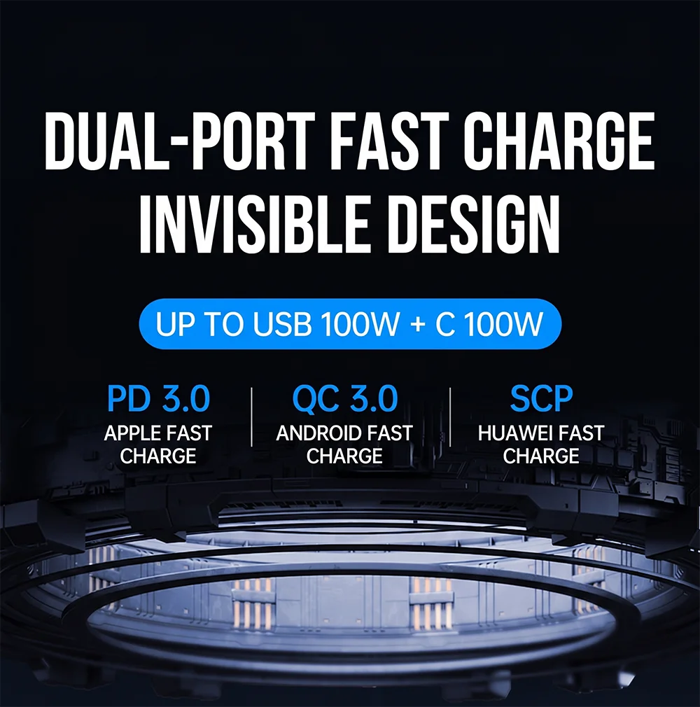 100W Dual Port Car Charger with USB-C & USB-A Fast Charging