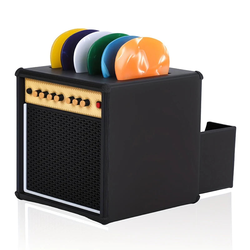 Vintage Amplifier-Style Guitar Pick Holder with Drawer