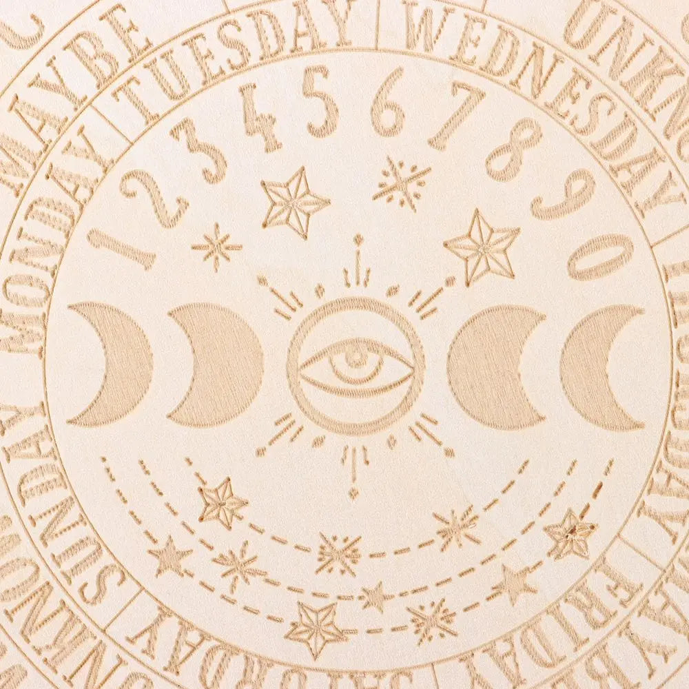 Wooden Pendulum Board with Celestial Design for Divination and Home Decor
