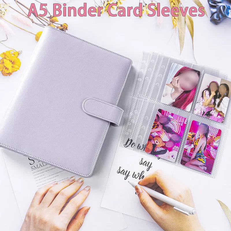 A5 PU Leather Photo & Card Organizer Binder with 4-Pocket Sleeves