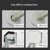 Comparison showing moldable sealing clay before and after use on AC holes, pipes, and wall gaps.