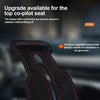 A close-up view of an upgraded car seat back hook with a suede finish, showing the design for secure installation.
