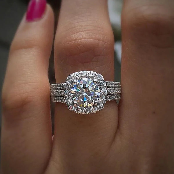 925er Sterlingsilber Herz Moissanit Ring