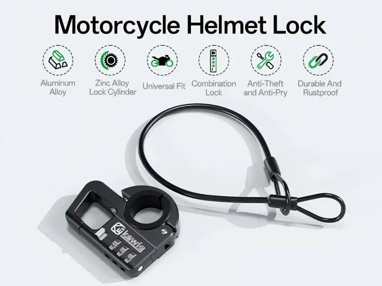 Secure 3-Digit Combination Helmet Lock with Anti-Cut Steel Cable