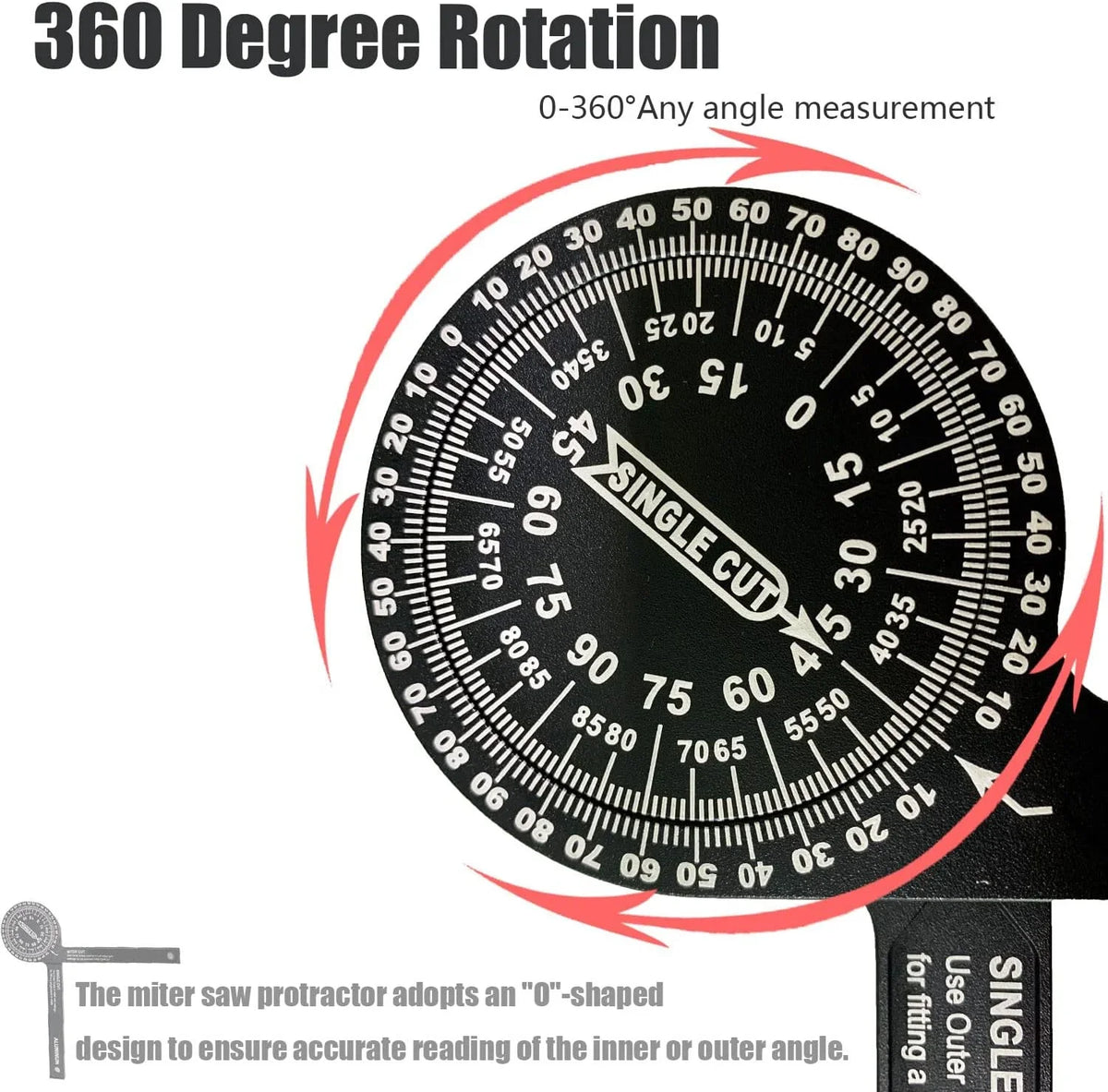 360° Miter Saw Protractor with Laser-Engraved Scales