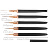 A set of five professional nail art liner brushes shown with various sizes and a long brush.