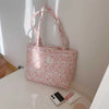 Quilted Floral Cotton Tote Bag with Padded Handle