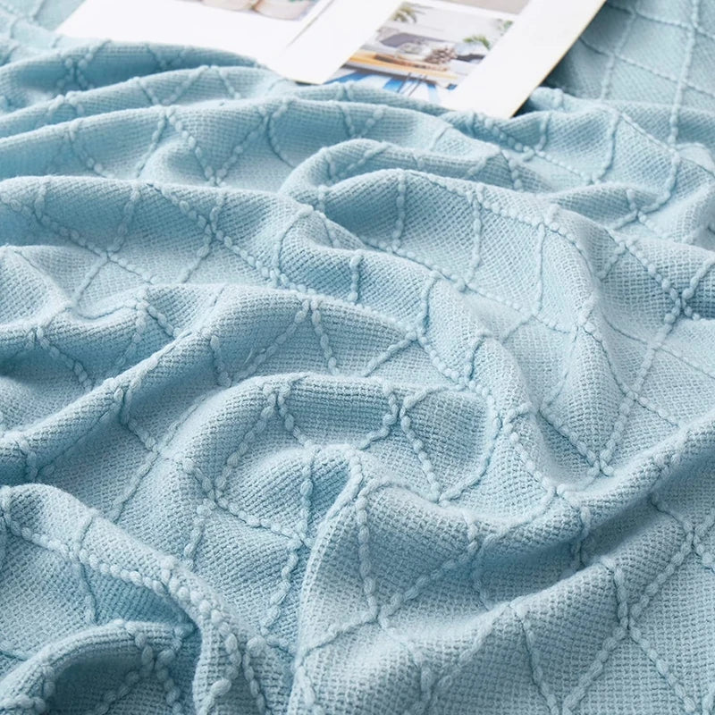 Oversized Chunky Knit Throw Blanket with Tassels