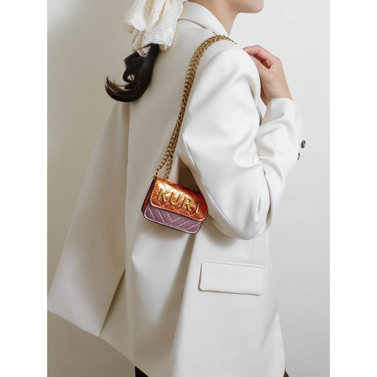 Mini Magnetic Crossbody Bag with Letter Flap and Chain Strap