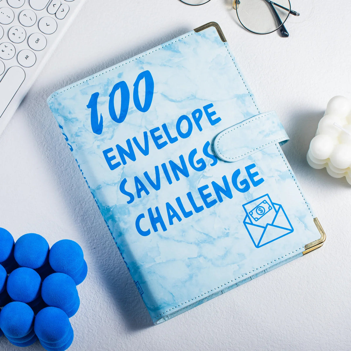Marble A5 Savings Challenge Binder with 100 Cash Envelopes