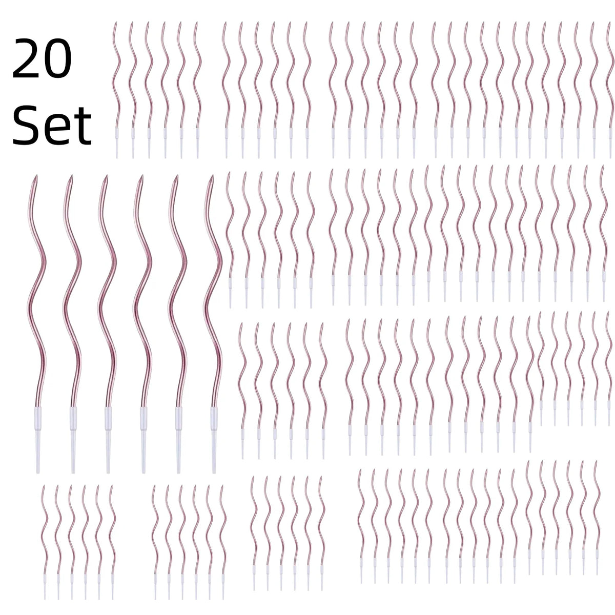 Spiral Birthday Cake Candles, Set of 6 Long Thin Decorative Candles for Cakes and Desserts