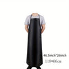 Black PU leather waterproof apron worn by a person, showing its size and fit.