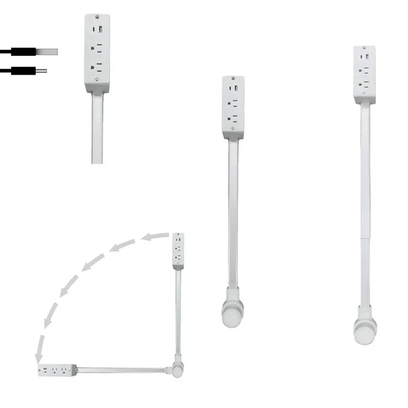 Rotating Wall Plug Extender with Adjustable Length and USB Ports