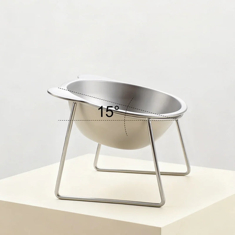 Elevated Stainless Steel Pet Bowl with Angled Feeder
